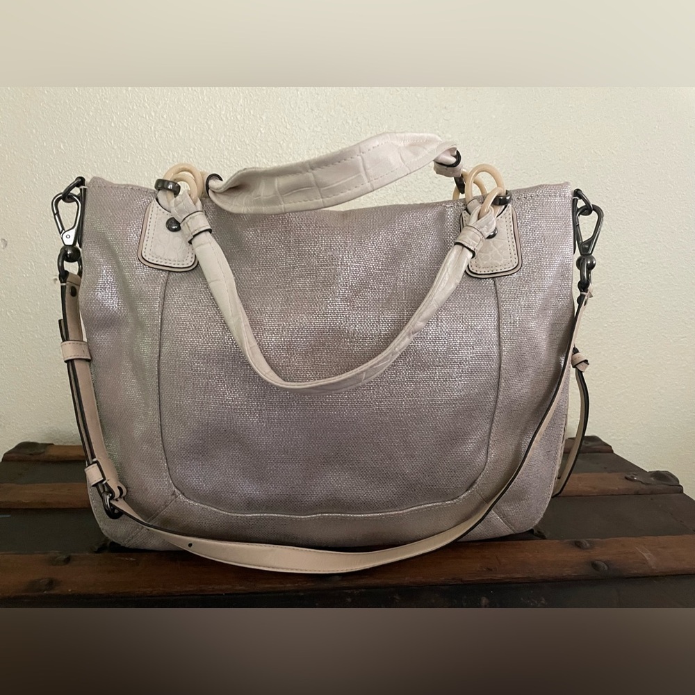 Coach Genuine Leather Python Embossed Linen Expan… - image 6